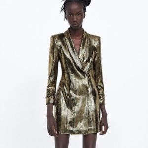 Zara Bronze Sequin Blazer Dress